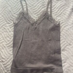 Chic Gray Lace Trim Camisole